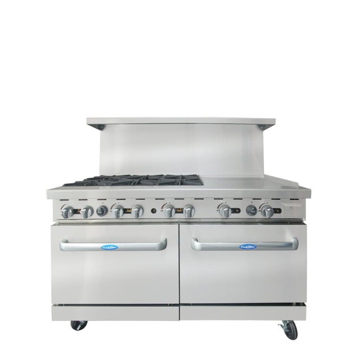 AGR-6B24GR — 60″ Gas Range with Six (6) Open Burners & 24″ Griddle by Atosa