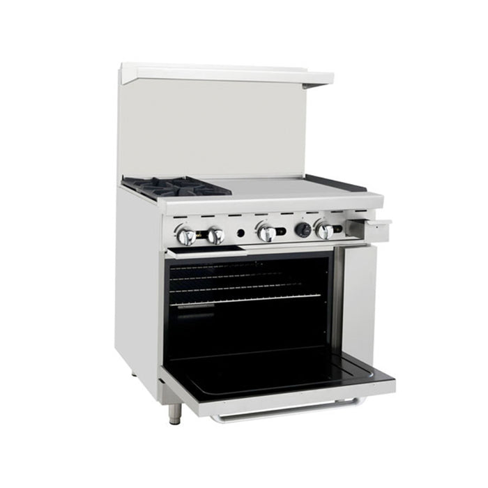 AGR-2B24GR — 36″ Gas Range with Two (2) Open Burners & 24″ Griddle by Atosa