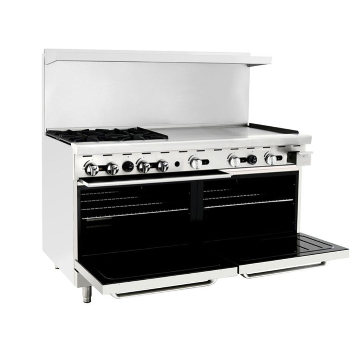 AGR-4B36GR — 60″ Gas Range with Four (4) Open Burners & 36″ Griddle by Atosa