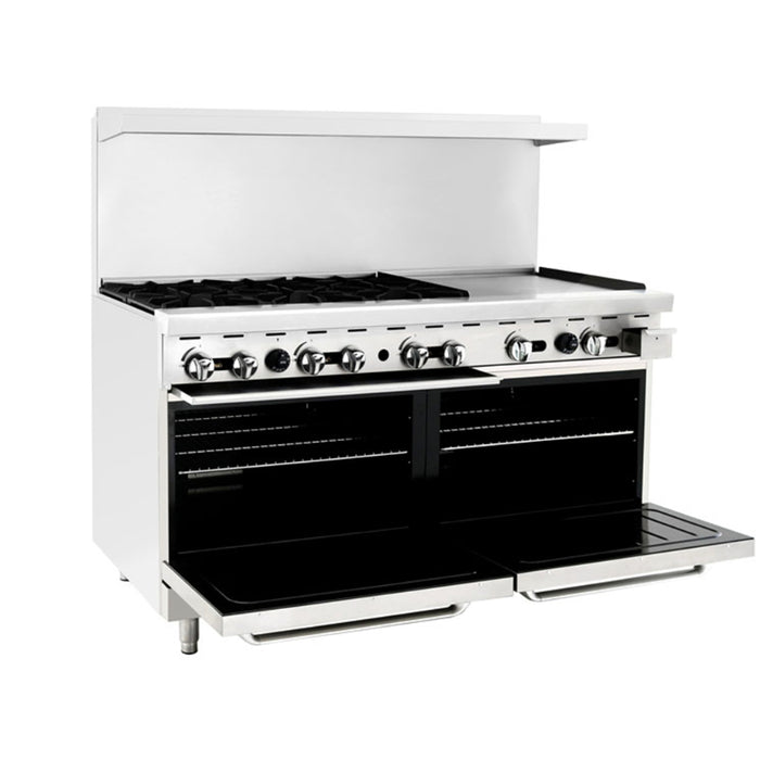 AGR-6B24GR — 60″ Gas Range with Six (6) Open Burners & 24″ Griddle by Atosa