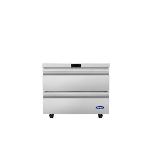 Atosa AUR36D2 Undercounter Refrigerator with Drawers – 36” Commercial Worktop Fridge, 2 Drawer, Stainless Steel