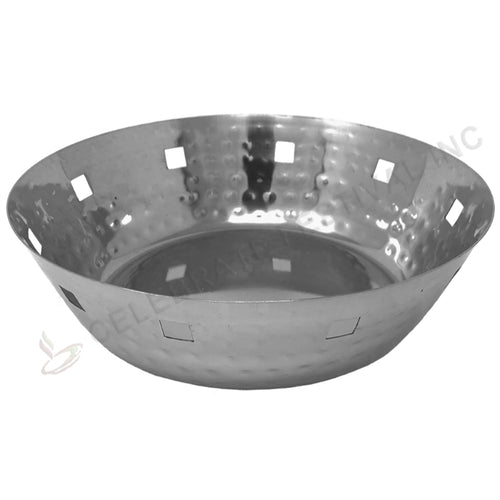 Oval hammered stainless steel bread basket for restaurant use
