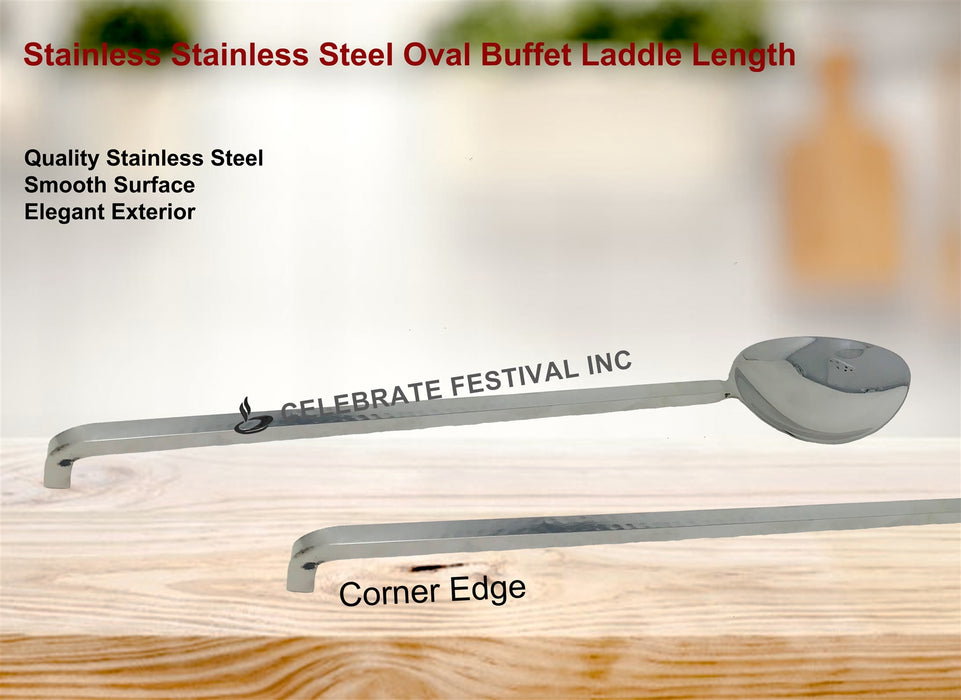 Stainless Steel Oval and Deep Buffet Laddle - with Corner Edge. Available in different shapes