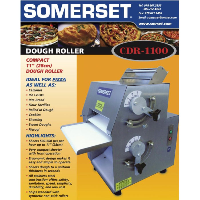 Somerset CDR-1100 11" Synthetic Dough Roller, Front Operation