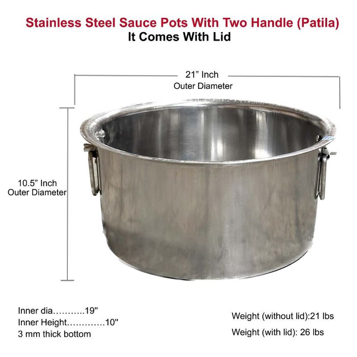 Stainless Steel Sauce Pots (Patila) - Available in different sizes (upto 200 Ltrs)