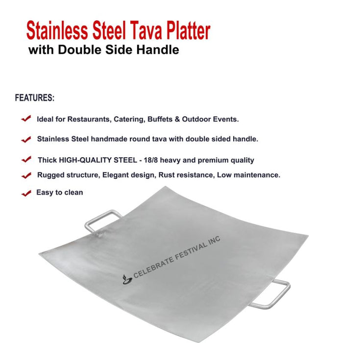 Stainless Steel Tava Platter - Square