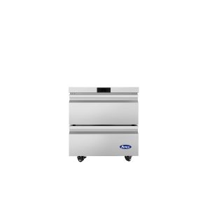 Atosa AUR27D2 Undercounter Refrigerator with Drawers – 27” Commercial Worktop Fridge, 2 Drawer Design, Stainless Steel