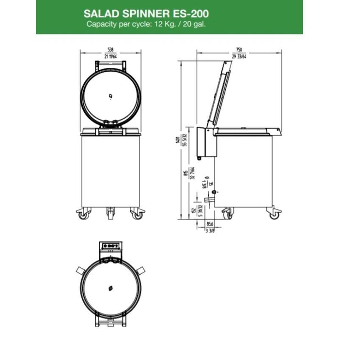 Sammic Salad Spinner/ Drier ES-200 (1000712), 120/50-60/1