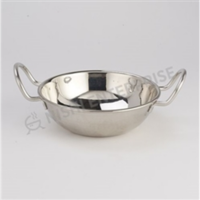 Hammered Stainless Steel kadai with wired handle