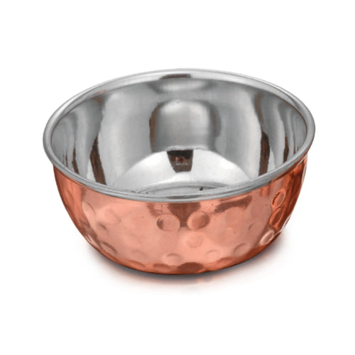 Copper Stainless Steel Hammered Omega Katori Bowl for Serving Curries and Gravies