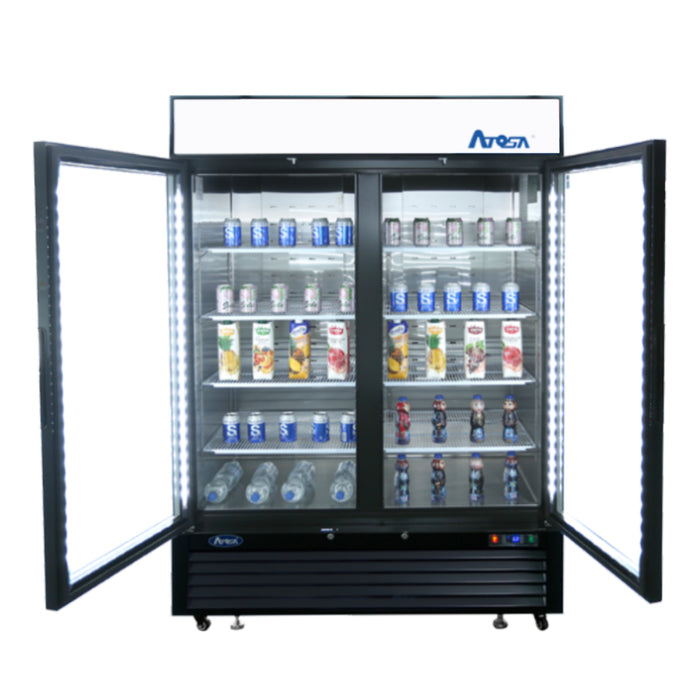 ATOSA MCF8733GR — Black Cabinet Two (2) Glass Door Merchandiser Cooler