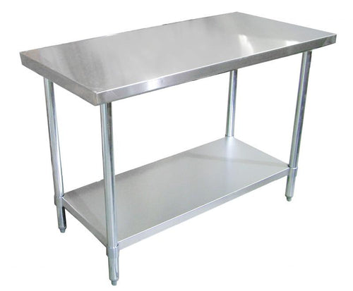 Omcan Stainless Steel Work Table with Galvanized Legs and Undershelf NSF – Heavy-Duty Commercial Kitchen Prep Table Depth x Width