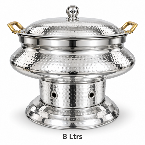 Stainless Steel Hammered New design Chafing Dish - Chafer with brass handle - 8 ltrs