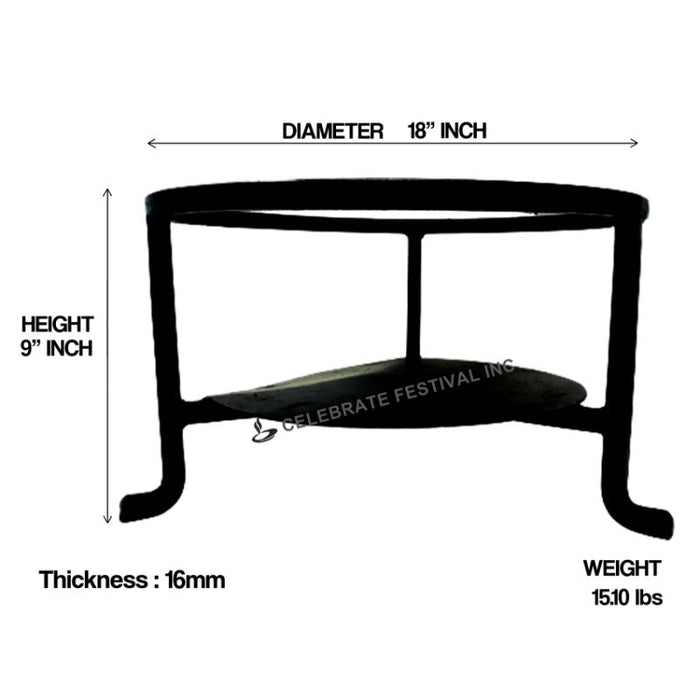 Mild Steel Tava/ Tawa Stand Heavy Duty Black, available in 12, 15 and 18" Diameter sizes