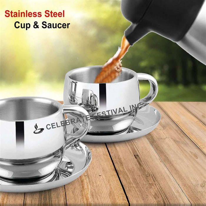 Stainless Steel Cup And Saucer