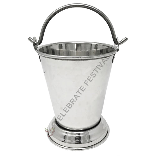 Hammered stainless steel gravy bucket balti with handle