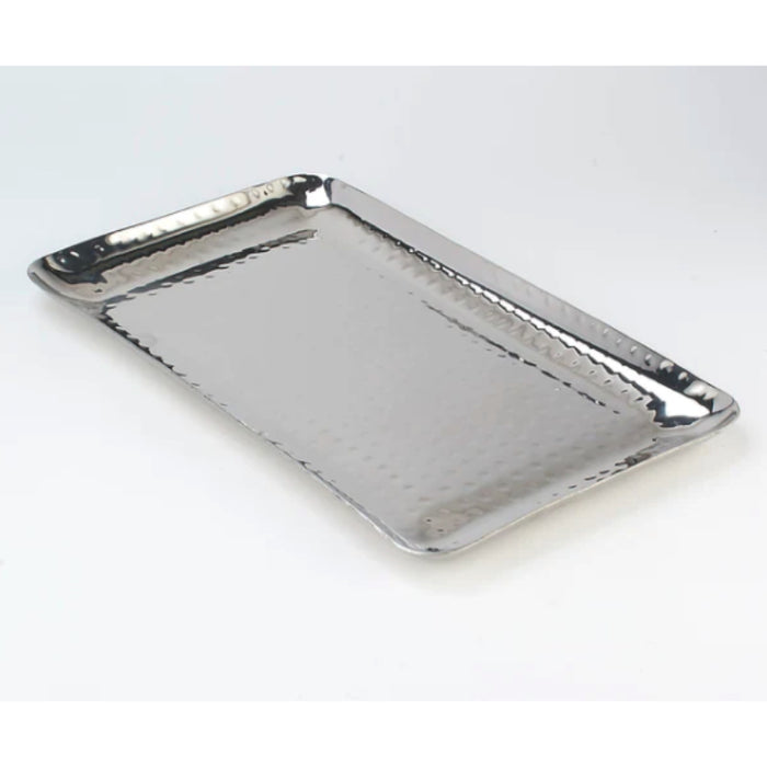 Hammered Stainless Steel Rectangular Platter-12 Inches