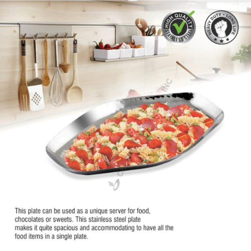 Hexagon hammered stainless steel platter for serving