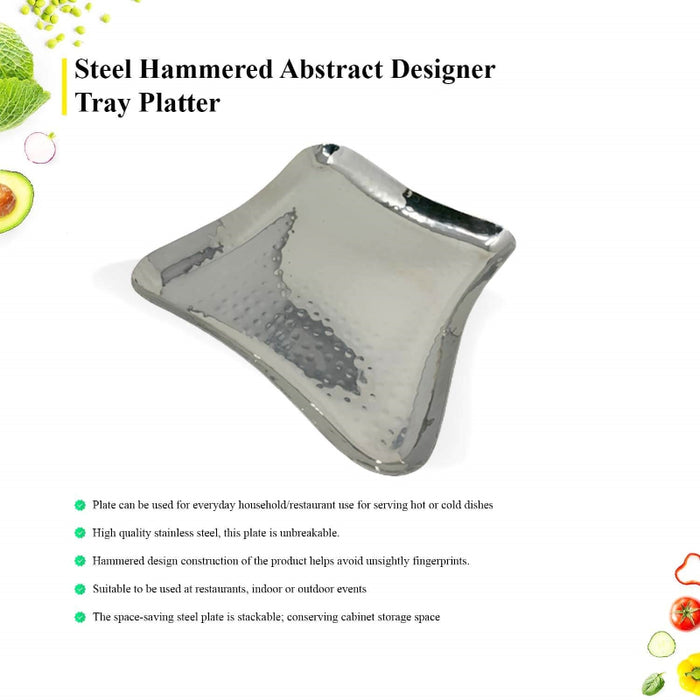 Steel Hammered Abstract Designer Tray Platter