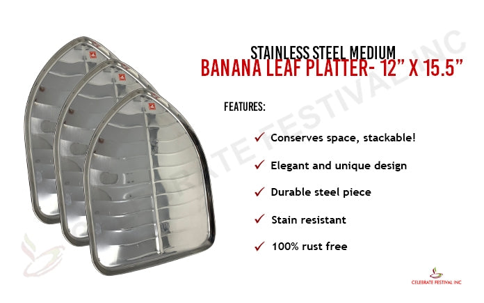 Stainless Steel Banana Leaf Platter