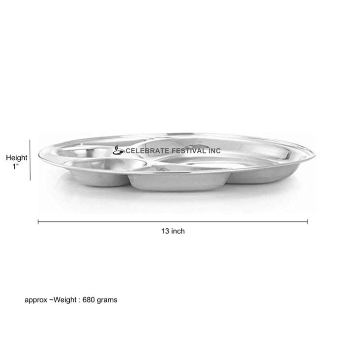 5 Compartment round Thali / plate 13"