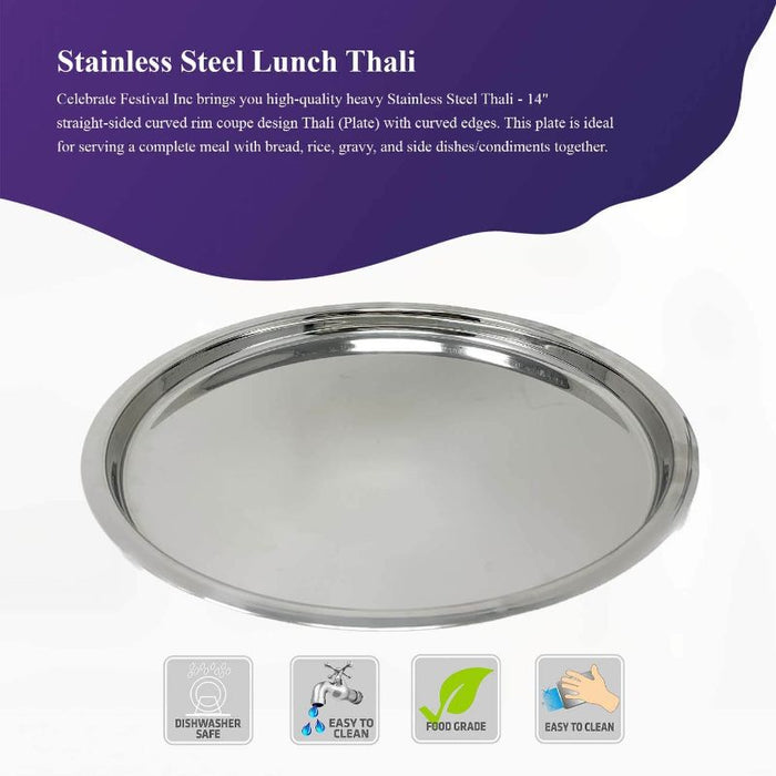 Stainless Steel Lunch Thali - Plain Border