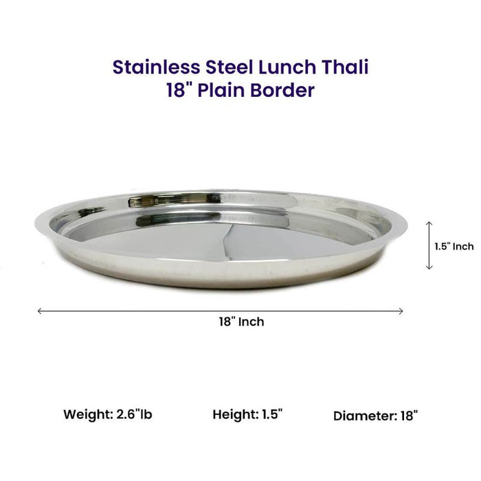 Stainless Steel Lunch Thali - Plain Border