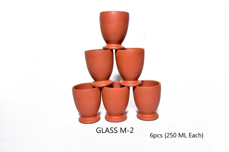 All Natural Clay Kullad-Kullar-Glass Wine Glass Design 8oz (design M2) (Price per dz)
