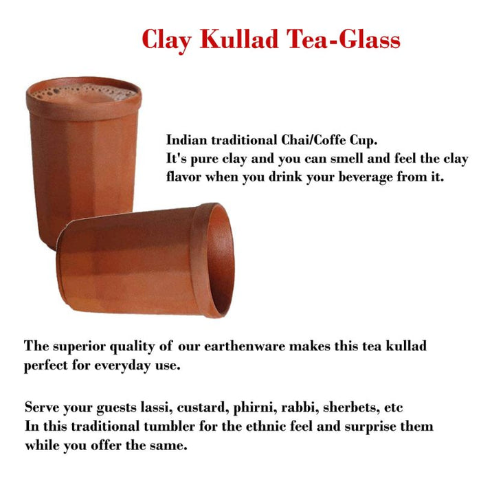 All Natural Clay Kullad Tea-glass Design 8oz   (price per dz)