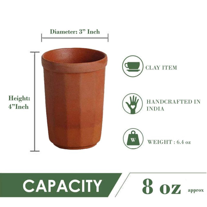 All Natural Clay Kullad Tea-glass Design 8oz   (price per dz)