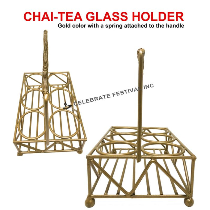 Chai-Tea Glass Holder Gold-String-6