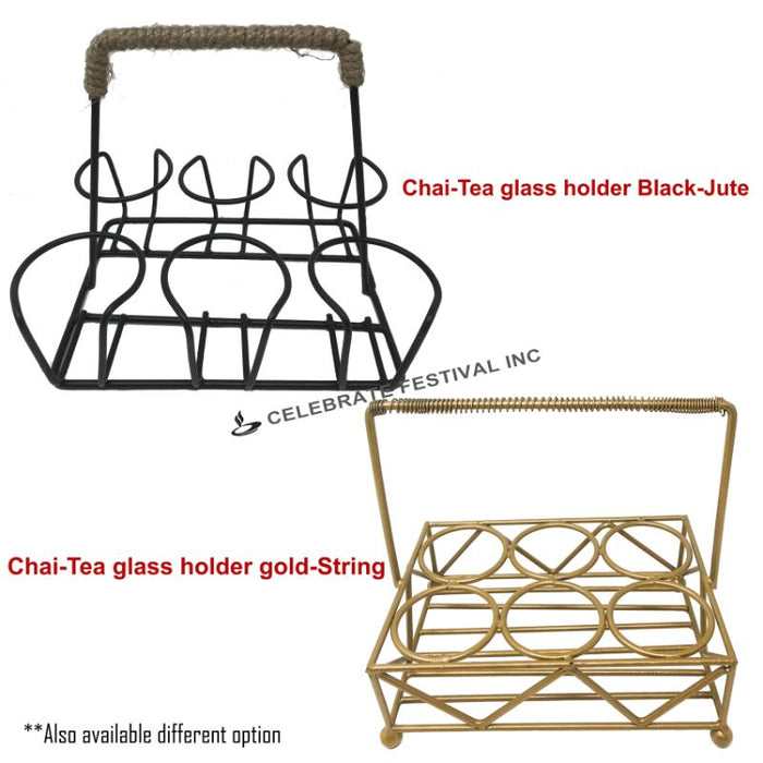 Chai-Tea Glass Holder Gold-String-6