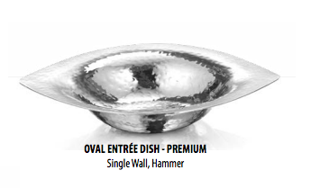 Stainless Steel Premium Oval Entree Dish Hammered platter bowl 8oz