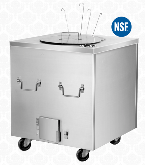 NSF Approved Clay Tandoor Oven, SQUARE Stainless Steel body - 34" W x 34" D x 36" H - Charcoal