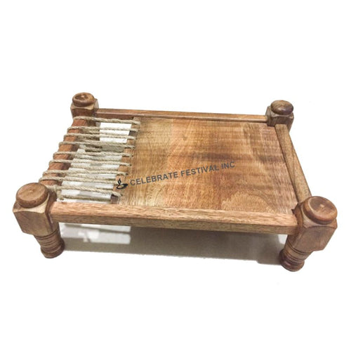 Appetizer Serving Elegant and Stylish Wooden Charpai (Khaat Or Old Traditional Indian Bed)
