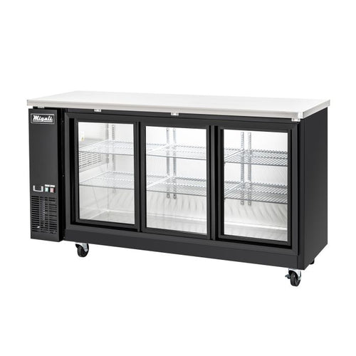 Migali C-BB72SG-HC 72" Sliding Glass Door Back Bar Refrigerator – 21.8 Cu. Ft.