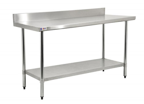 Omcan Stainless Steel Work Table with Backsplash – Commercial Kitchen Prep Table