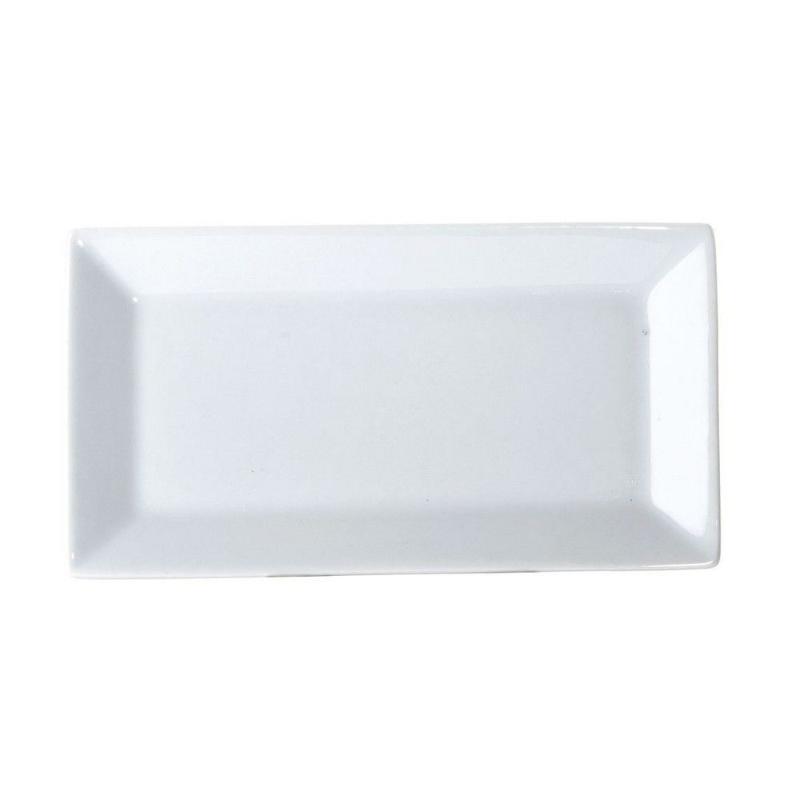 Yanco ML-208 8x5-Inch Mainland Porcelain Rectangular White Plate Pack
