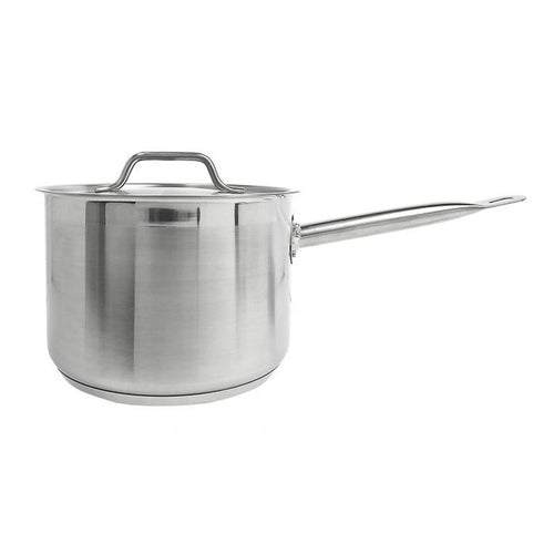 Thundergroup 4-1/2 qt, 8-3/8" Diameter Sauce Pan with Lid, Stainless Steel, Encapsulated Base, Dishwasher Safe, Standard Electric, Gas Cooktop, Halogen & Induction Ready, Oven Safe, Heavy-Duty, NSF