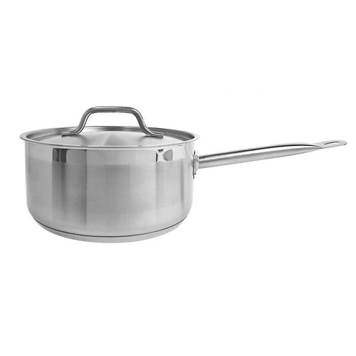Thundergroup 6 qt, 10" Diameter Sauce Pan with Lid, Stainless Steel, Encapsulated Base, Dishwasher Safe, Standard Electric, Gas Cooktop, Halogen & Induction Ready, Oven Safe, Heavy-Duty, NSF