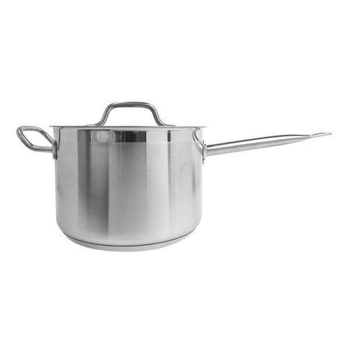 Thundergroup 7-3/5 qt, 10-1/4" Diameter Sauce Pan with Lid, Stainless Steel, Encapsulated Base, Dishwasher Safe, Standard Electric, Gas Cooktop, Halogen & Induction Ready, Oven Safe, Heavy-Duty, NSF