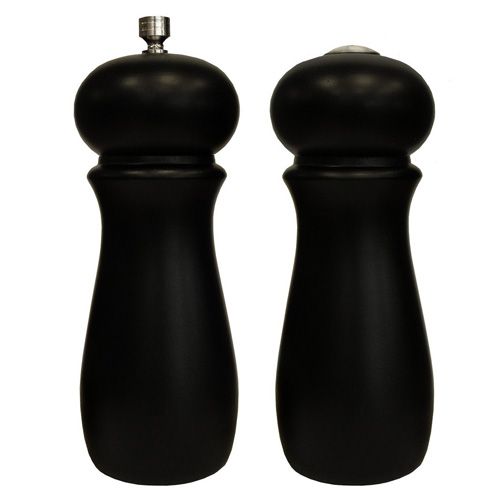 Salt Shaker & Pepper Grinder, Rubberwood with Black Matte Finish, 2-Piece Set by Winco - Available in Different Models