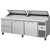 True TPP-AT2-93D-2-HC~SPEC3 Solid Doors & Drawers Pizza Prep Table with Angled Top Version 2 and Hydrocarbon Refrigerant~Spec Package 3