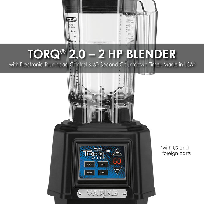 Medium duty blender, Torq – 2.0 2 HP Blender with Electronic Touchpad Controls, 60-Second Countdown Timer – Made in the USA* by Winco