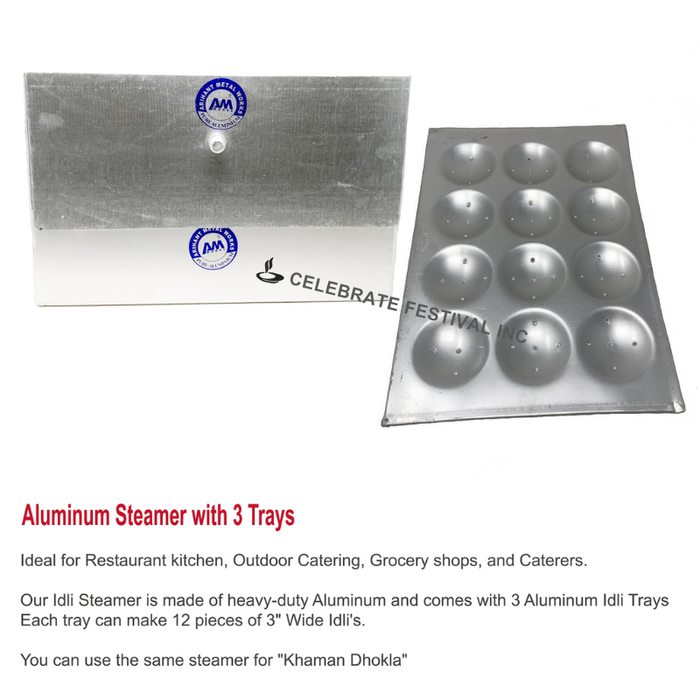 Heavy Duty Aluminum Steamers - Available in 36, 48, 60, 84 & 108 Idli Capacity sizes