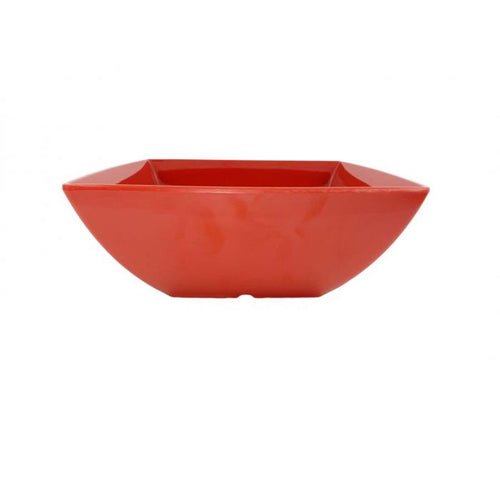 Thunder Group Melamine Asian 60 OZ, 8 SQUARE BOWL, 3 1/4 DEEP, PURE RED, 1 doz