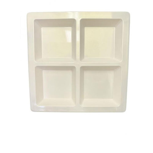 Thunder Group Melamine Western60 OZ, 13 1/2" X 13 1/2" X 1 3/8", SQUARE 4 SECTION COMPARTMENT TRAY, PASSION PEARL, Pack of 6