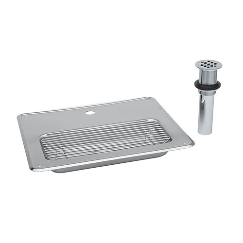T&S Brass B-1231-Drip Pan, Stainless Steel, Drop-In Grid, 1-1/4" Drain Tailpiece, 7/8" Deck Hole