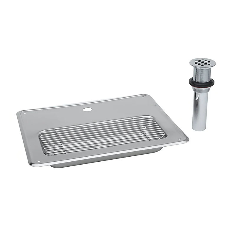 T&S Brass B-1231-Drip Pan, Stainless Steel, Drop-In Grid, 1-1/4" Drain Tailpiece, 7/8" Deck Hole
