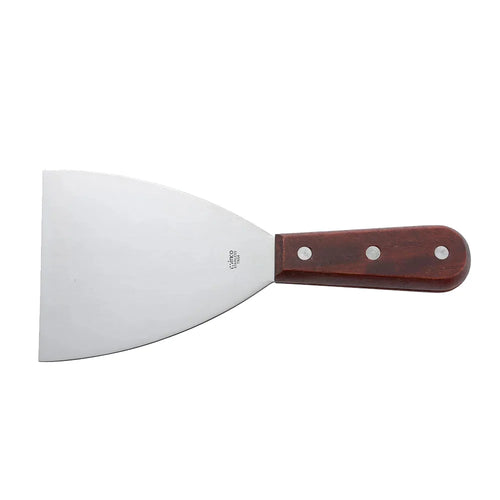 Winco TN54 Scraper, Wooden Handle, 4-7/8" x 4" Blade, Mirror Finish